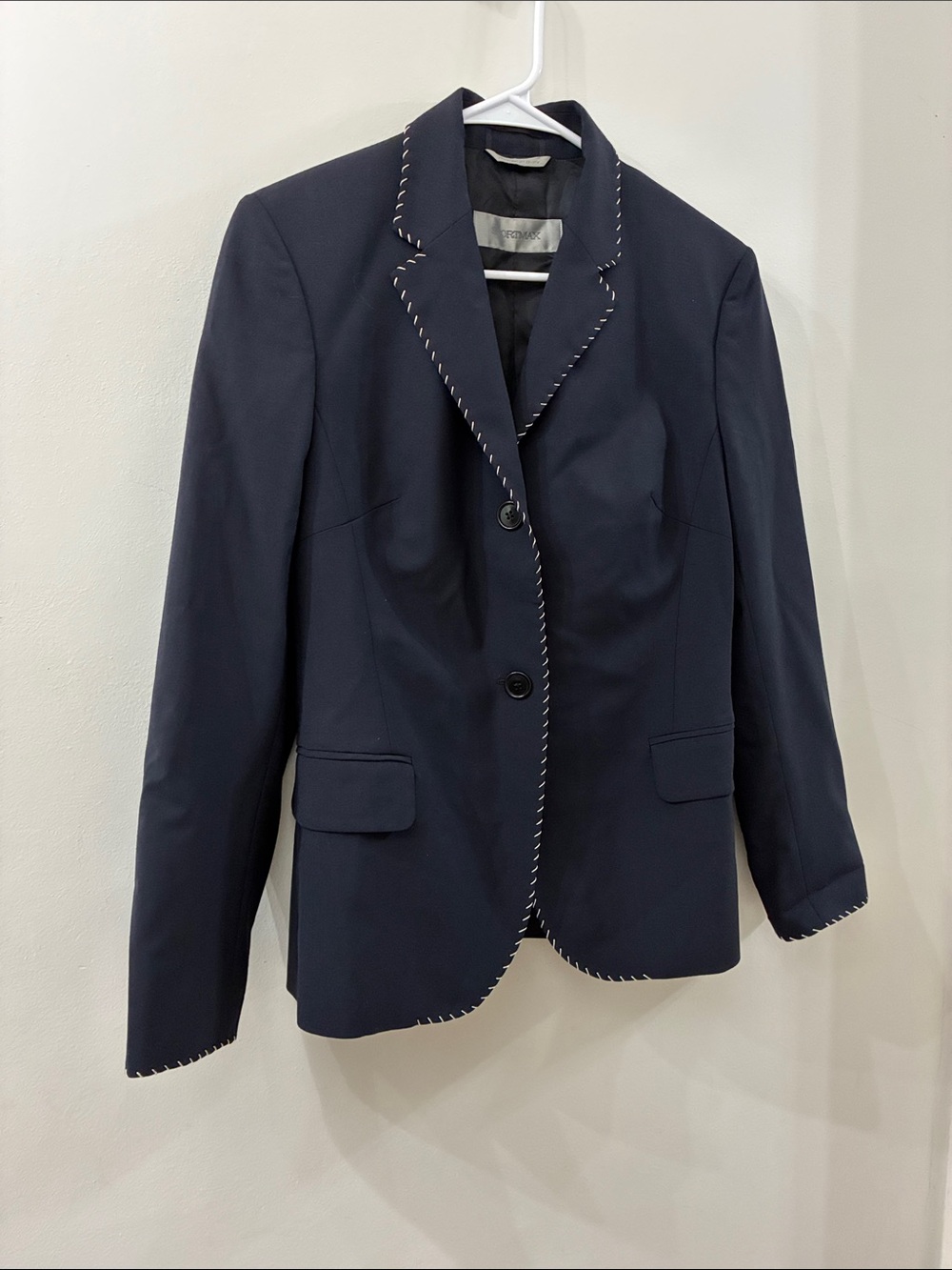 Max Mara - Sport Max - women’s Navy blue Blazer with white stitching - size 8